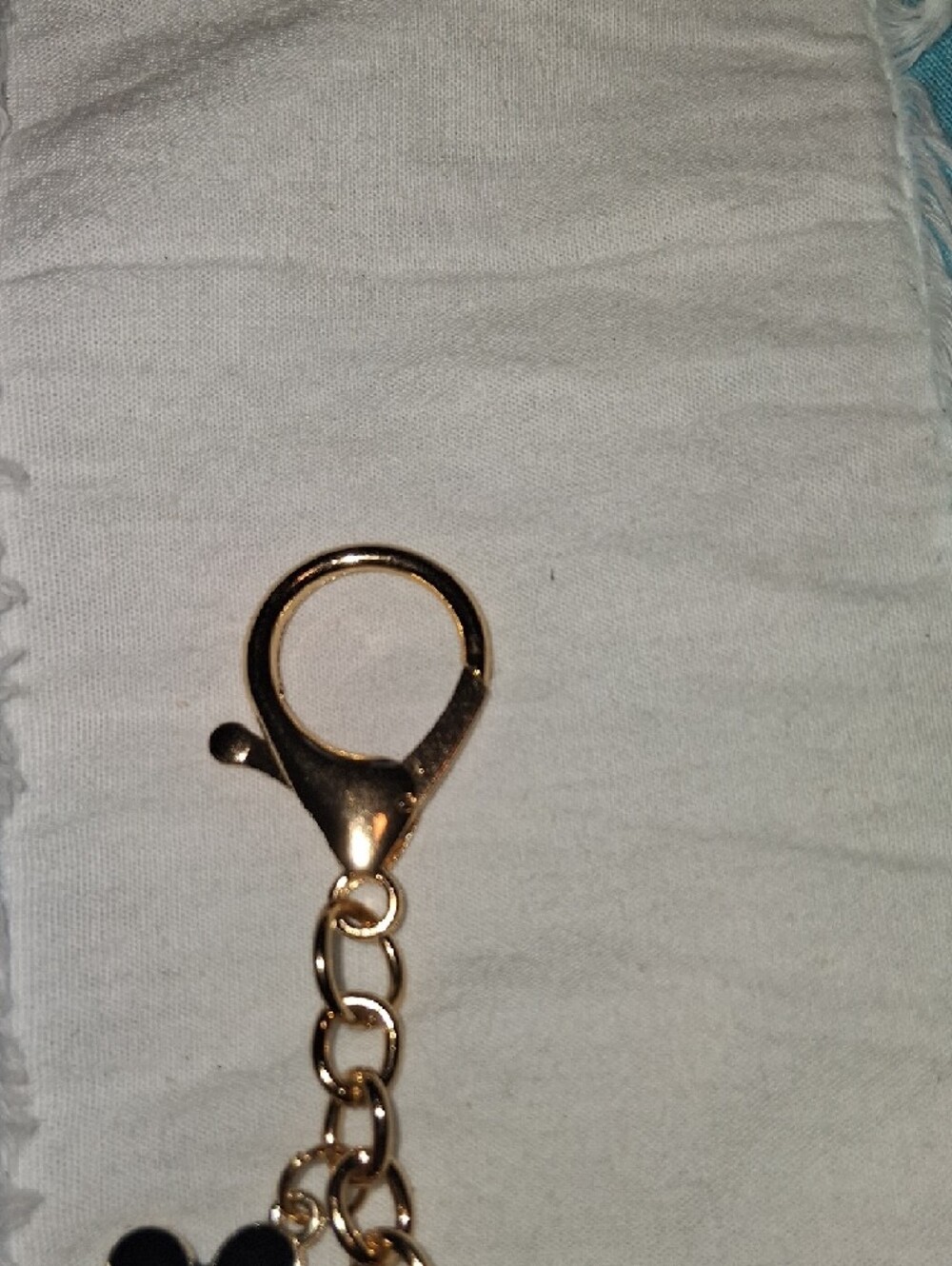 Gold-Tone Black Floral Charm Key Or Card Holder Accent. - Picture 4 of 7